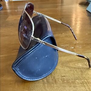 Ralph Lauren Gold and Brown Aviator Sunglasses